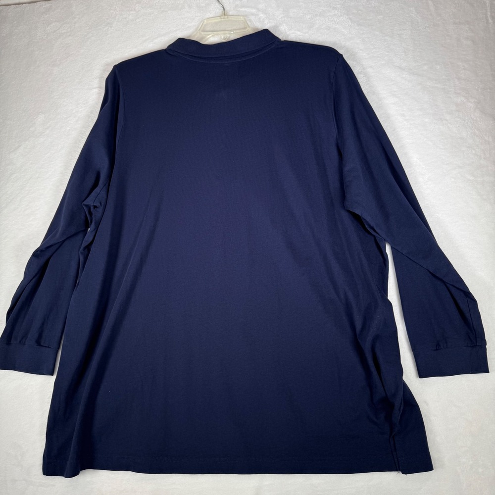 Woman Within Navy‎ Blue Long Sleeve Polo Shirt Tunic 100% Cotton 2X 26/28 - Picture 3 of 9